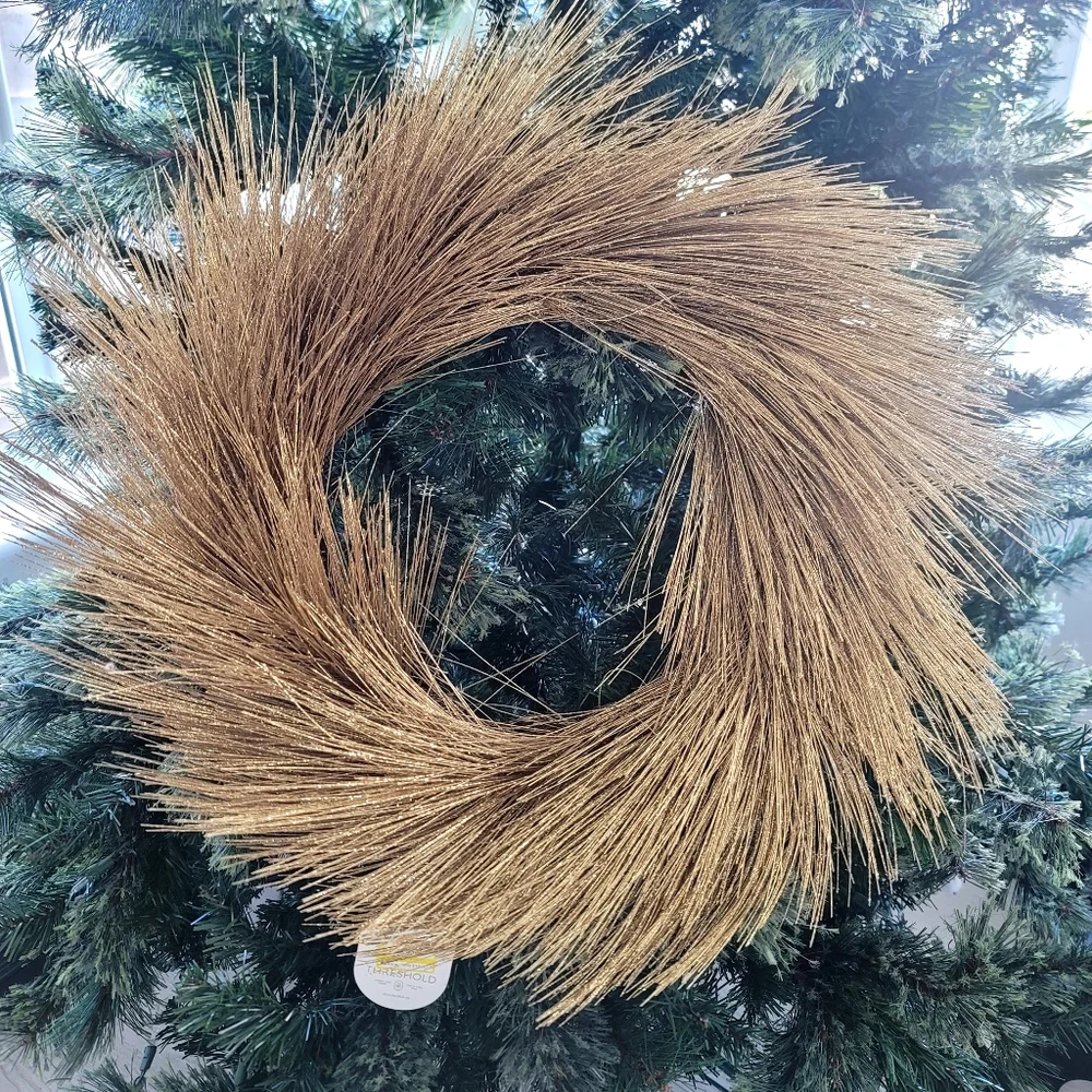 Threshold Gold Wreath | Shimmer Long Needle PineLuxe Holiday Aesthetic 24